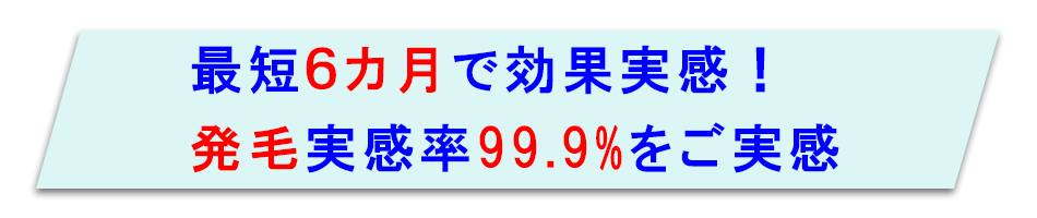 最短６か月で効果実感！発毛実感率９９．９％を実現